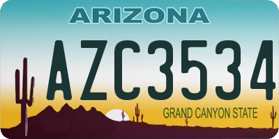 AZ license plate AZC3534
