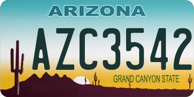AZ license plate AZC3542