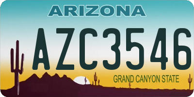 AZ license plate AZC3546