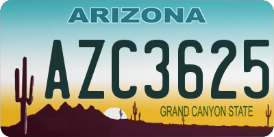 AZ license plate AZC3625