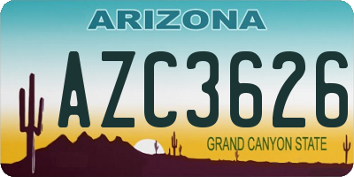 AZ license plate AZC3626