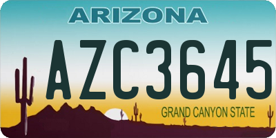 AZ license plate AZC3645