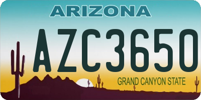 AZ license plate AZC3650