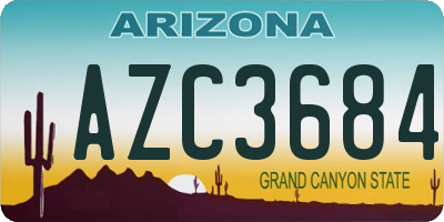 AZ license plate AZC3684