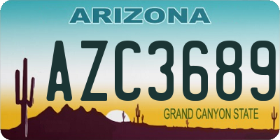 AZ license plate AZC3689