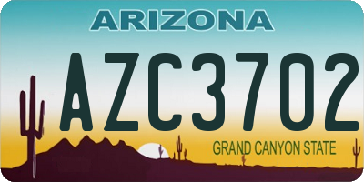 AZ license plate AZC3702