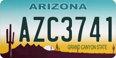 AZ license plate AZC3741