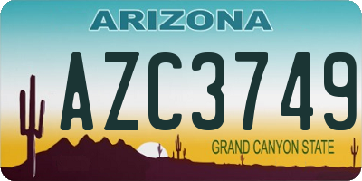 AZ license plate AZC3749