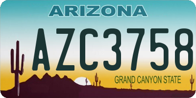 AZ license plate AZC3758