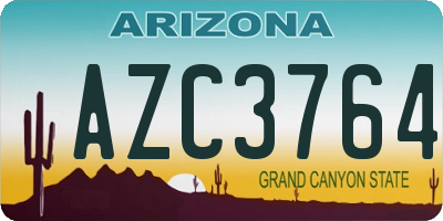 AZ license plate AZC3764