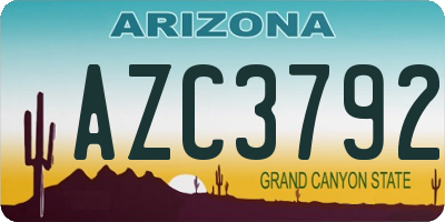 AZ license plate AZC3792