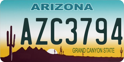 AZ license plate AZC3794