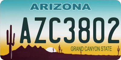 AZ license plate AZC3802