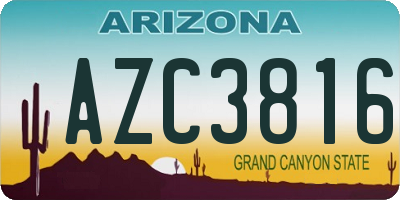 AZ license plate AZC3816