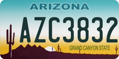AZ license plate AZC3832