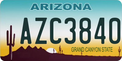 AZ license plate AZC3840