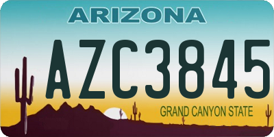 AZ license plate AZC3845