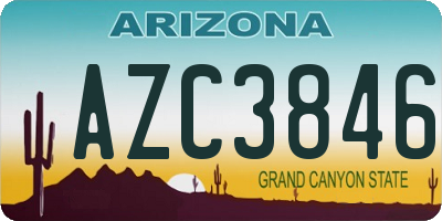 AZ license plate AZC3846