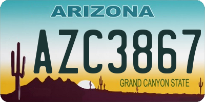 AZ license plate AZC3867