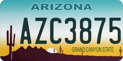 AZ license plate AZC3875