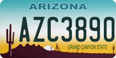 AZ license plate AZC3890