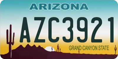 AZ license plate AZC3921