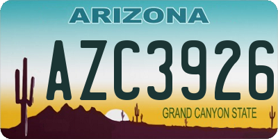 AZ license plate AZC3926