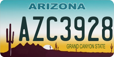AZ license plate AZC3928