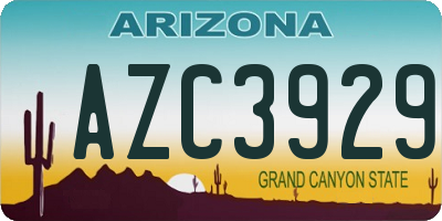 AZ license plate AZC3929