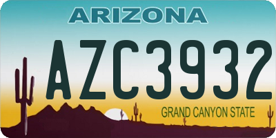AZ license plate AZC3932