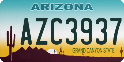 AZ license plate AZC3937