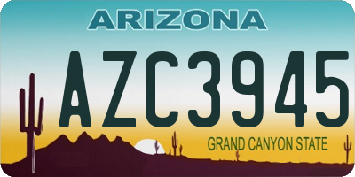 AZ license plate AZC3945