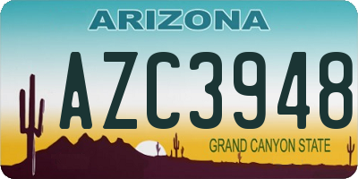 AZ license plate AZC3948