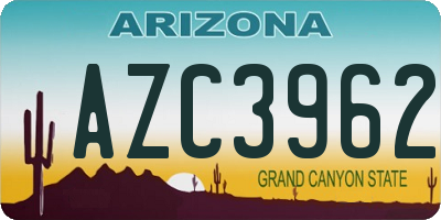 AZ license plate AZC3962