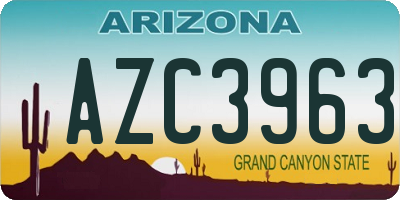 AZ license plate AZC3963