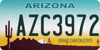 AZ license plate AZC3972