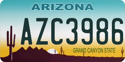 AZ license plate AZC3986