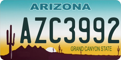 AZ license plate AZC3992