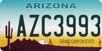 AZ license plate AZC3993