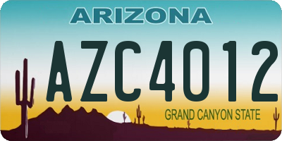 AZ license plate AZC4012