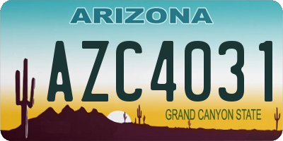 AZ license plate AZC4031