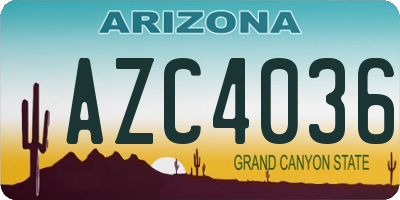 AZ license plate AZC4036