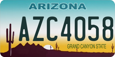 AZ license plate AZC4058