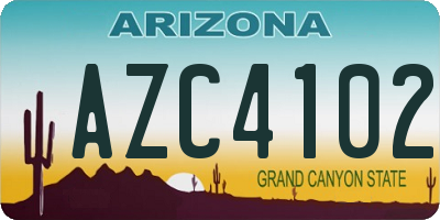 AZ license plate AZC4102