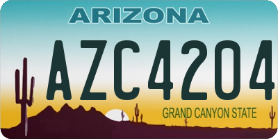AZ license plate AZC4204