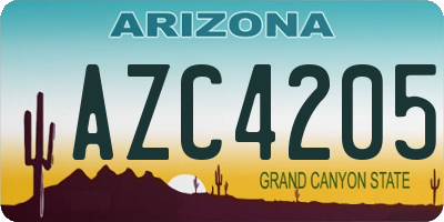 AZ license plate AZC4205
