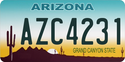 AZ license plate AZC4231