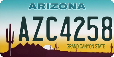 AZ license plate AZC4258