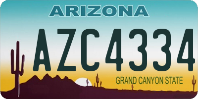 AZ license plate AZC4334