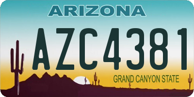 AZ license plate AZC4381